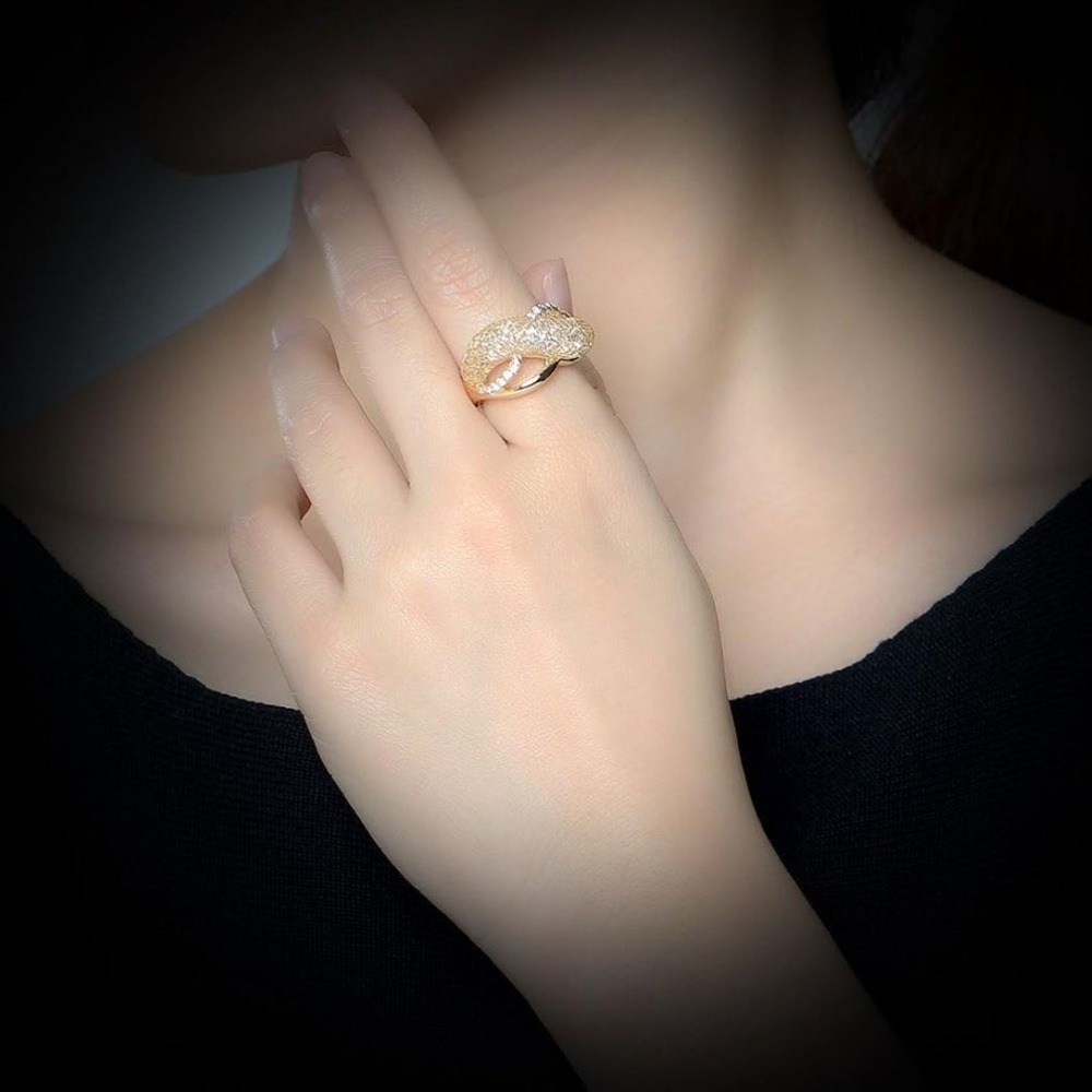 Gold Mesh Statement Ring - image 2